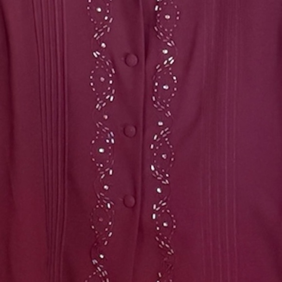 Danny & Nicole 2 pc Sheath Sleeveless Long Sheer Dress Burgundy Beaded Zip 16 - Picture 5 of 12